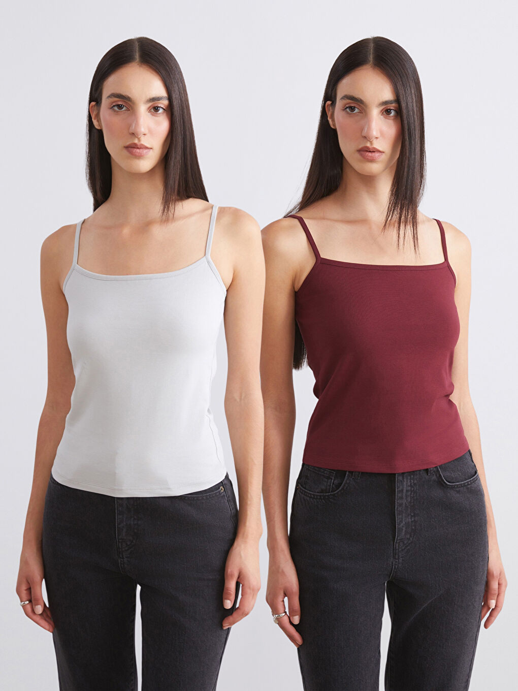 Bordo Kare Yaka Kadın Atlet 2'li