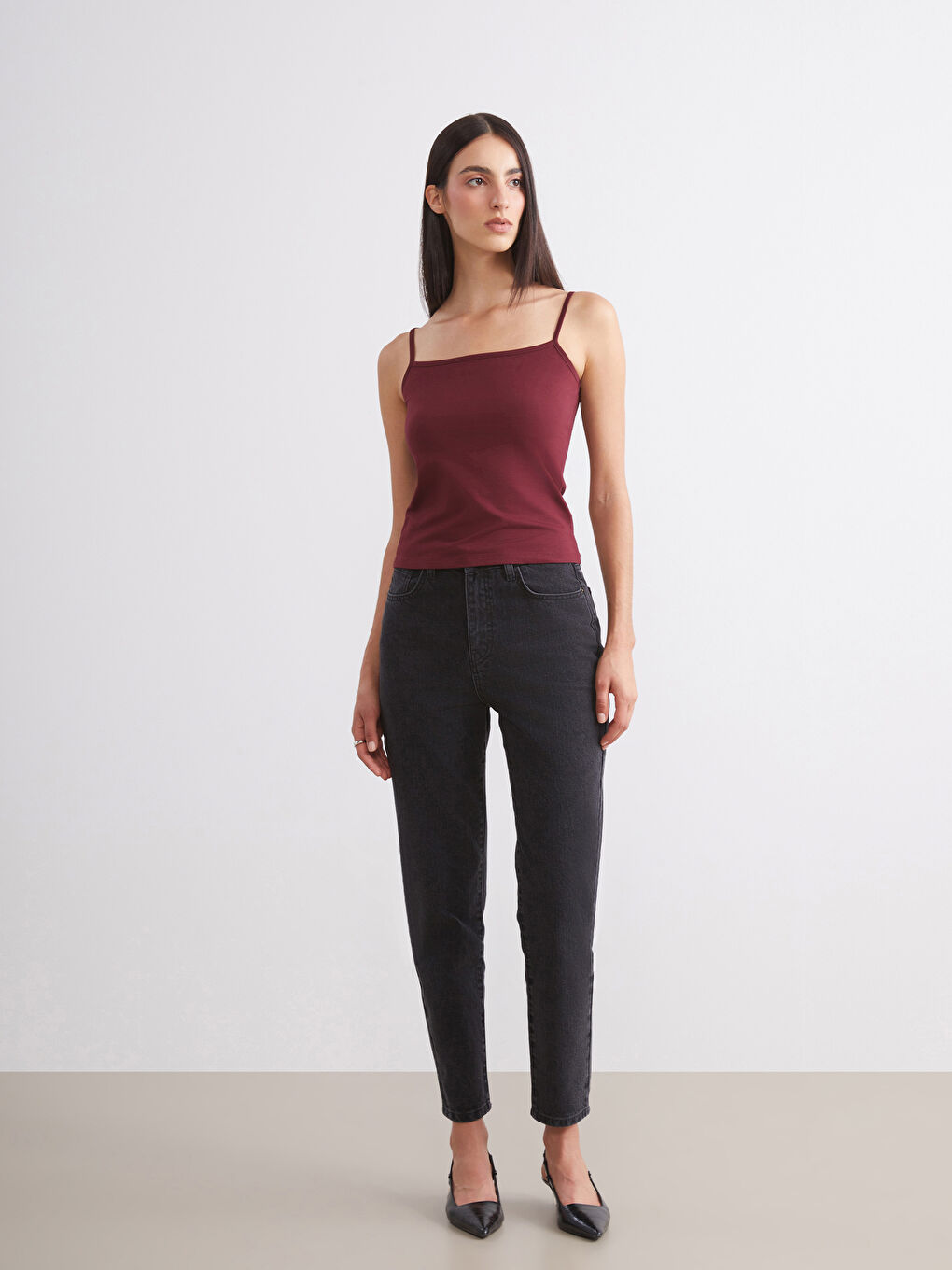 Bordo Kare Yaka Kadın Atlet 2'li-3