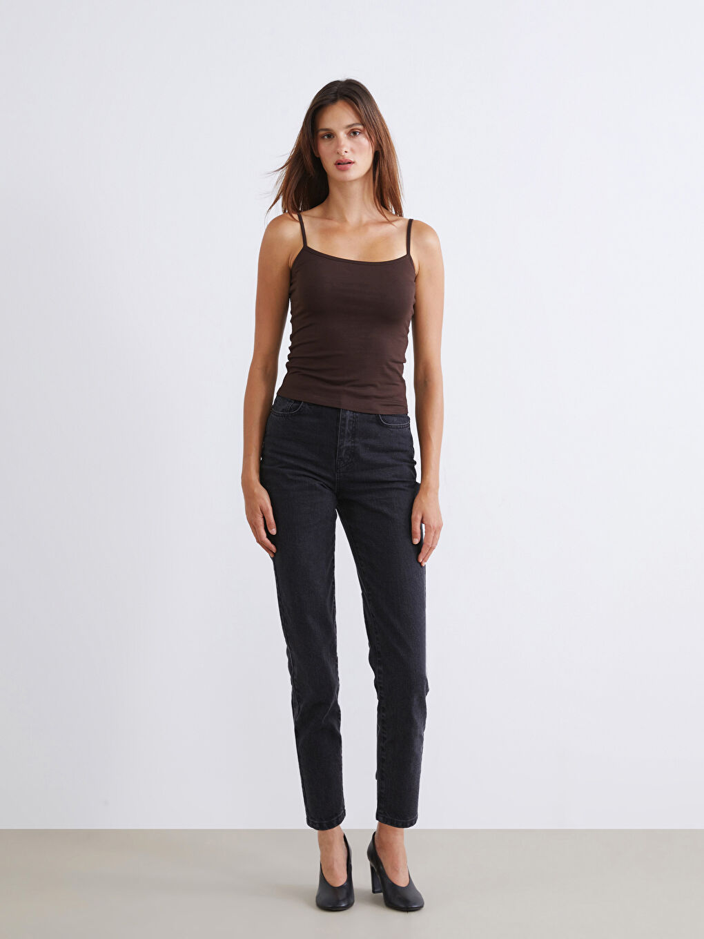 Kahverengi Kare Yaka Kadın Atlet 2'li-3