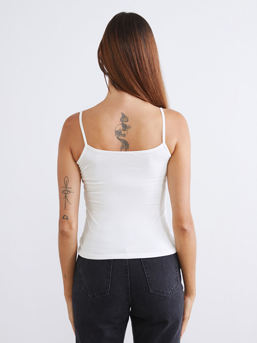 Beyaz Kare Yaka Kadın Atlet 2'li-7