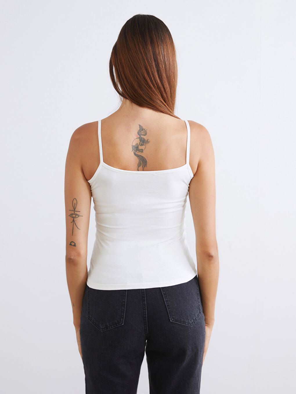 Beyaz Kare Yaka Kadın Atlet 2'li-9