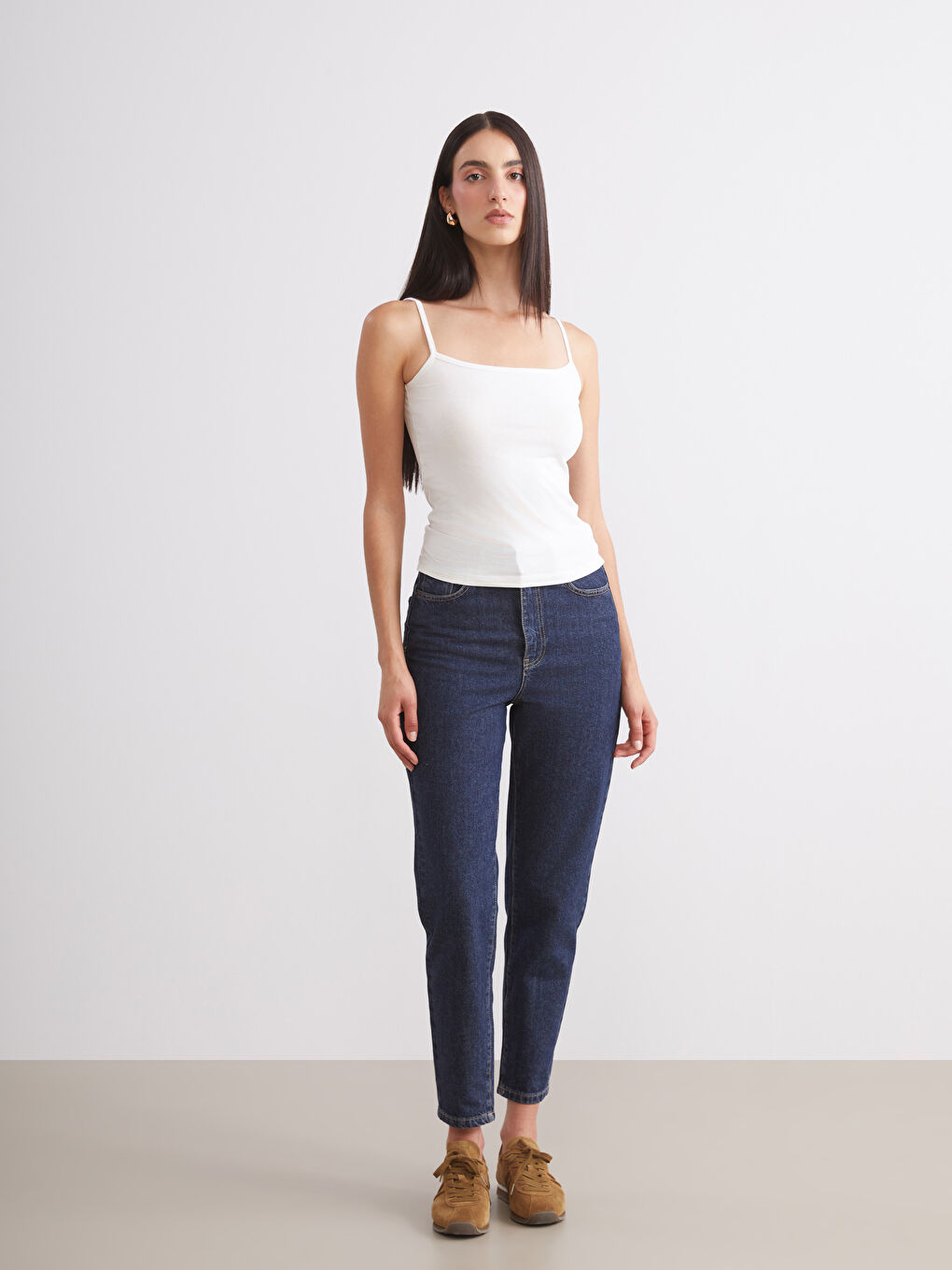 Beyaz Kare Yaka Kadın Atlet 2'li-3