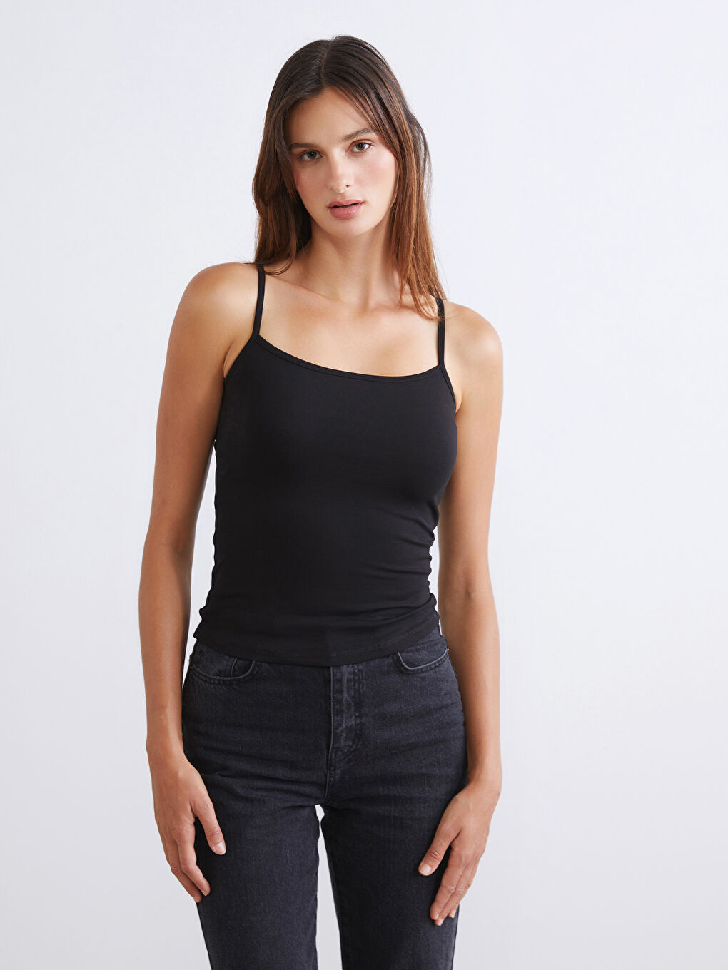 Siyah Kare Yaka Kadın Atlet 2'li-4