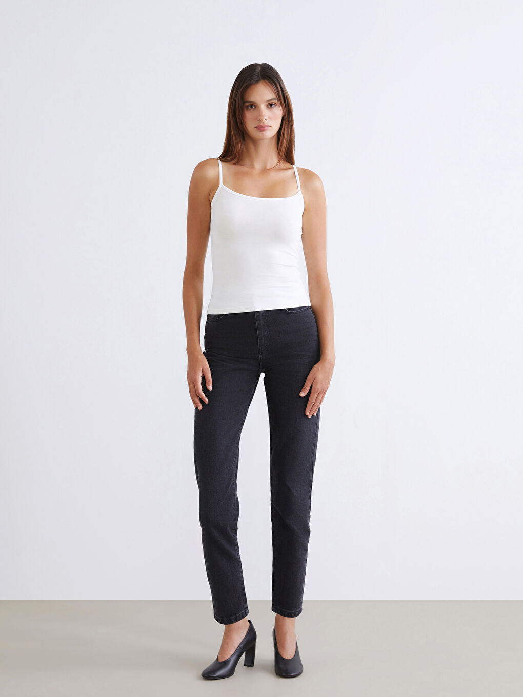 Beyaz Kare Yaka Kadın Atlet 2'li-4