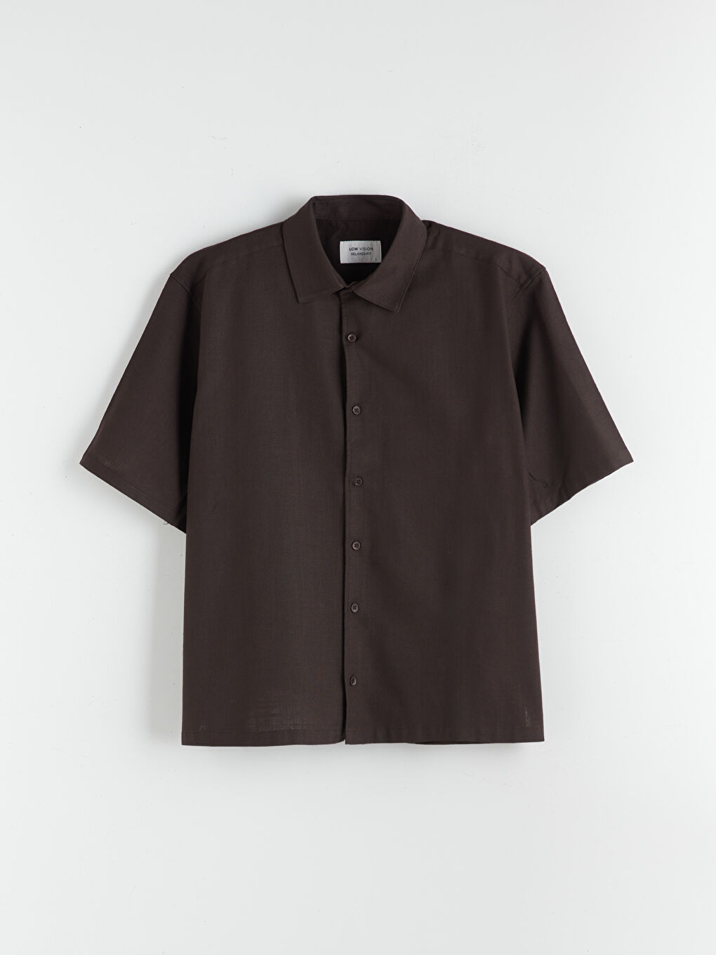 Kahverengi Rahat Kalıp Kısa Kollu Erkek Gömlek-4