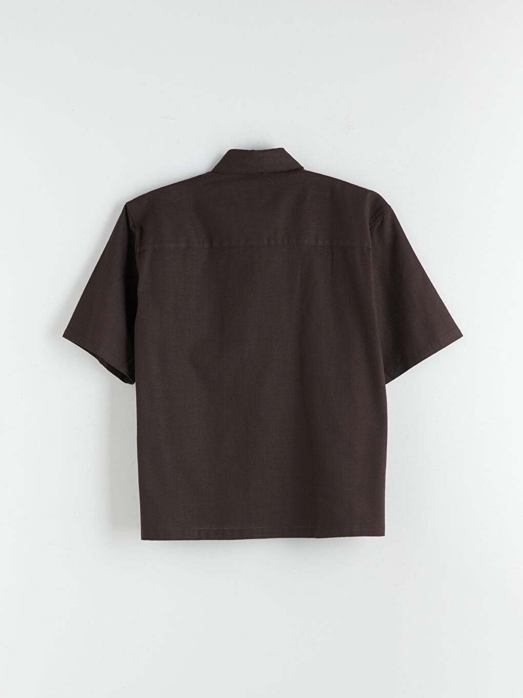 Kahverengi Rahat Kalıp Kısa Kollu Erkek Gömlek-5