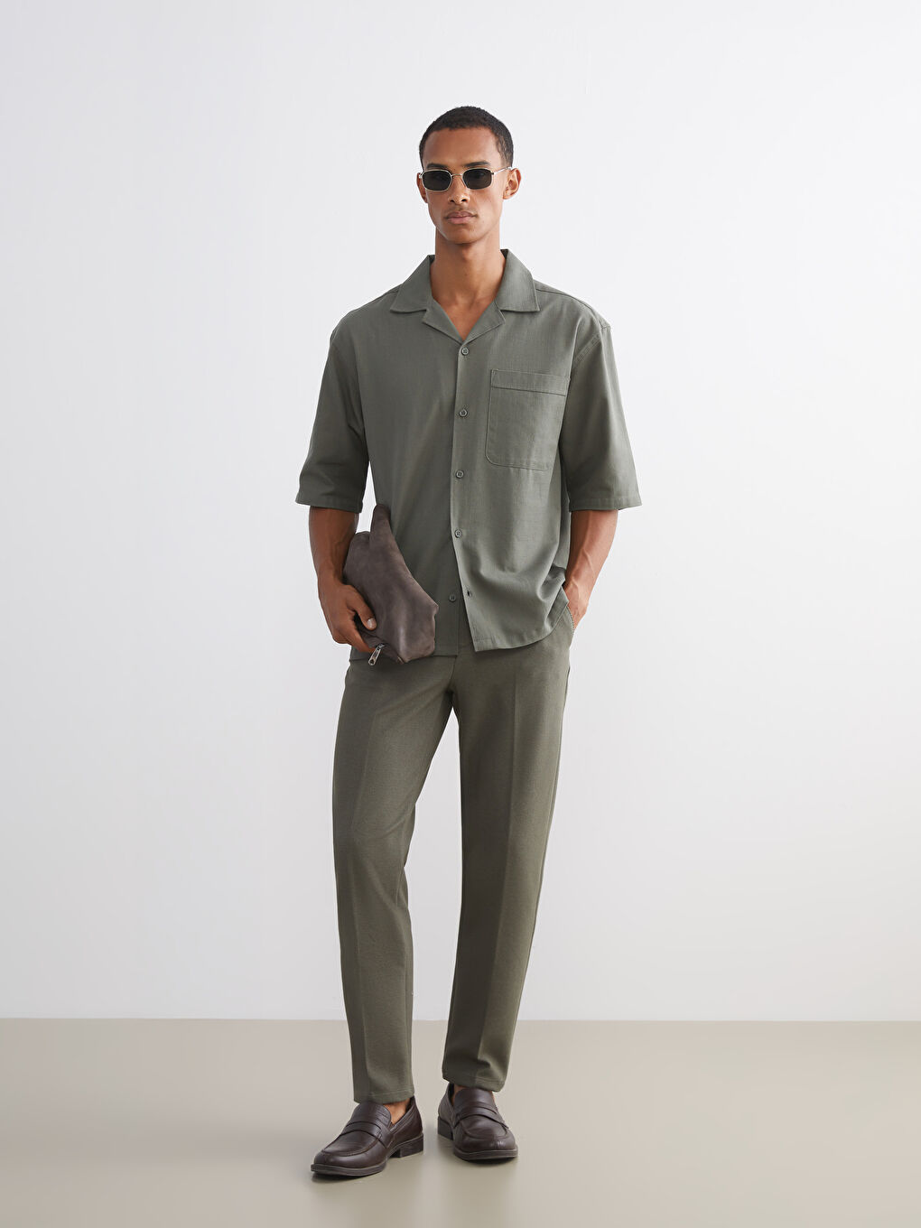 Yeşil Regular Fit Erkek Gömlek-1