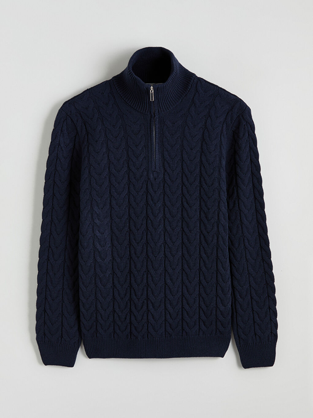 Lacivert Dik Yaka Erkek Triko Kazak-4