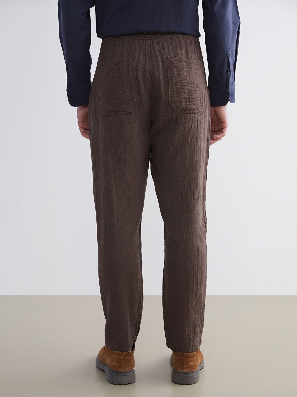 Kahverengi Rahat Kalıp Erkek Pantolon-3