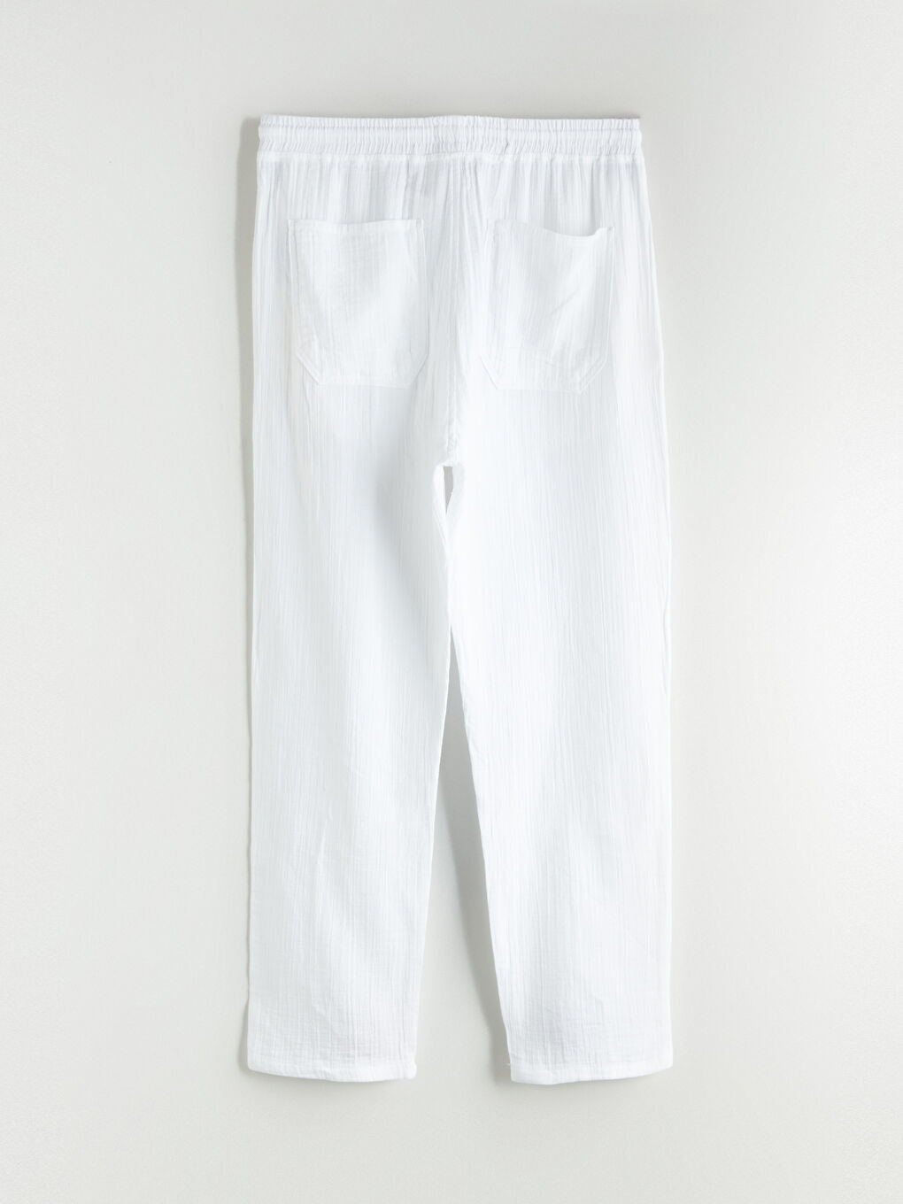 Beyaz Rahat Kalıp Erkek Pantolon-5