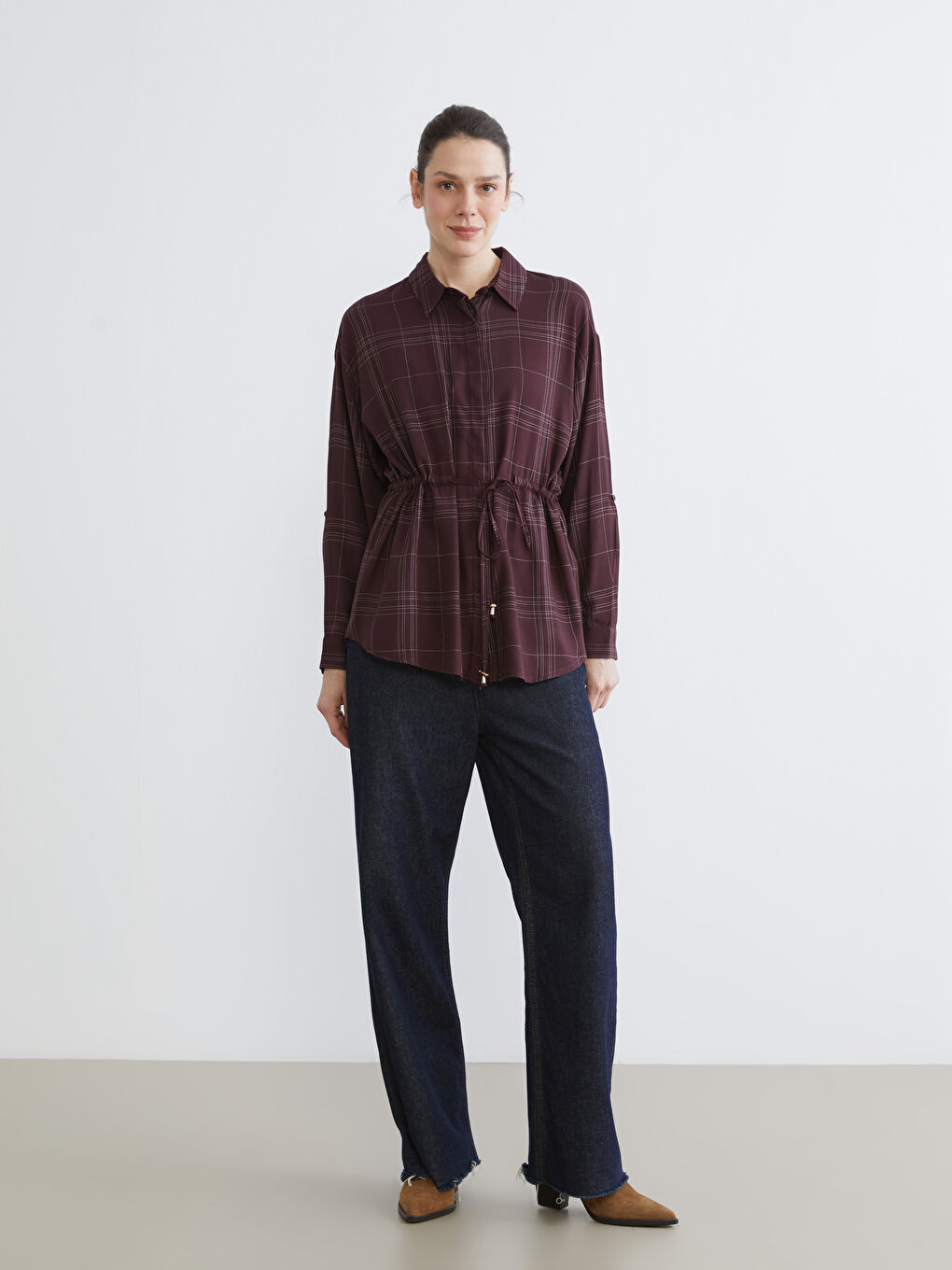 Plaid Women's Shirt Tunic-1