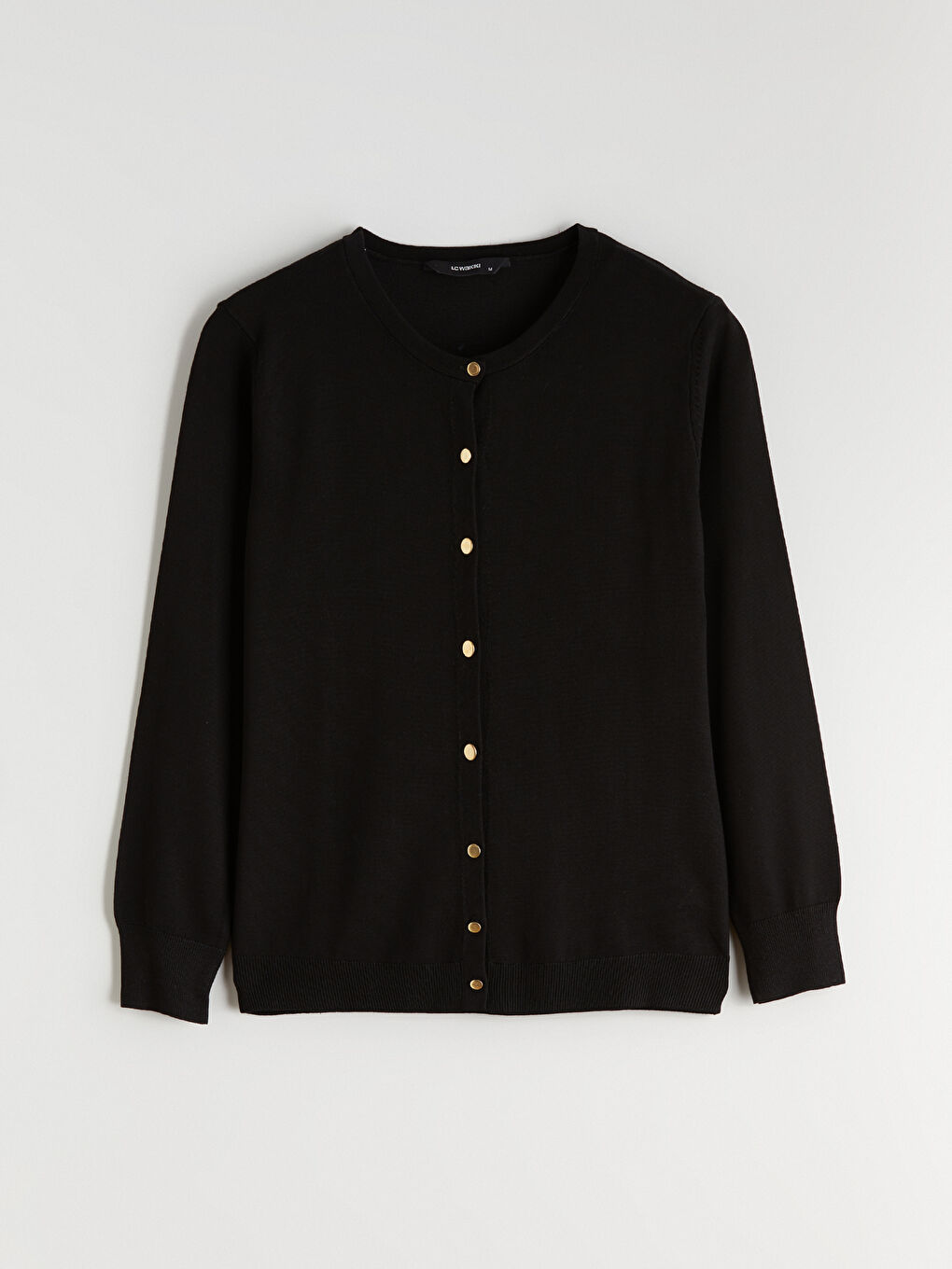 Siyah Bisiklet Yaka Kadın Triko Hırka-4