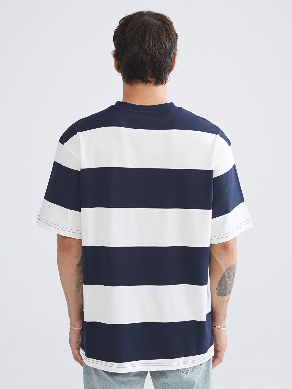 Crew Neck Striped Jersey Men's T-Shirt-3