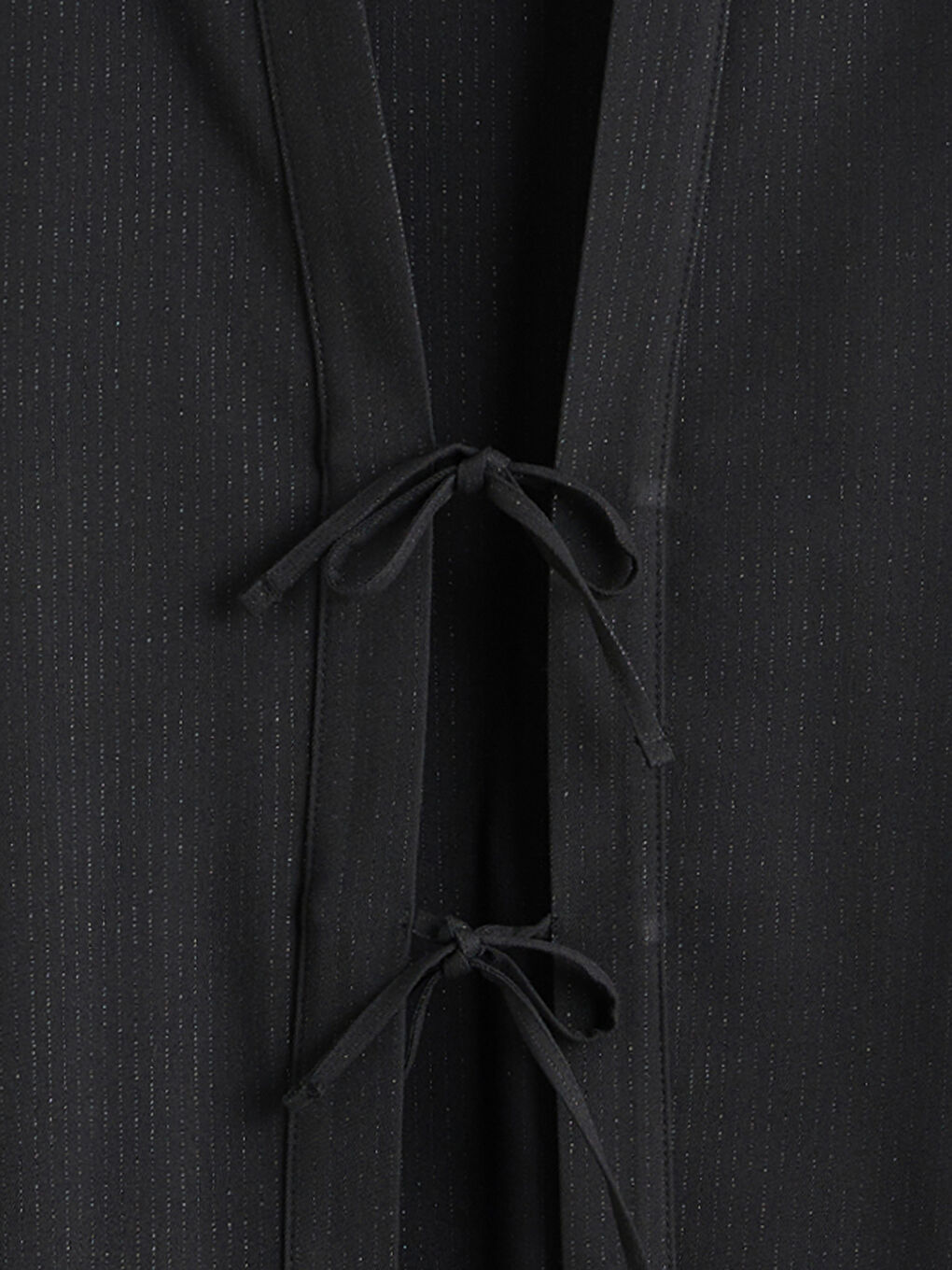 Siyah Şal Yaka Çizgili Oversize Kadın Kimono-5