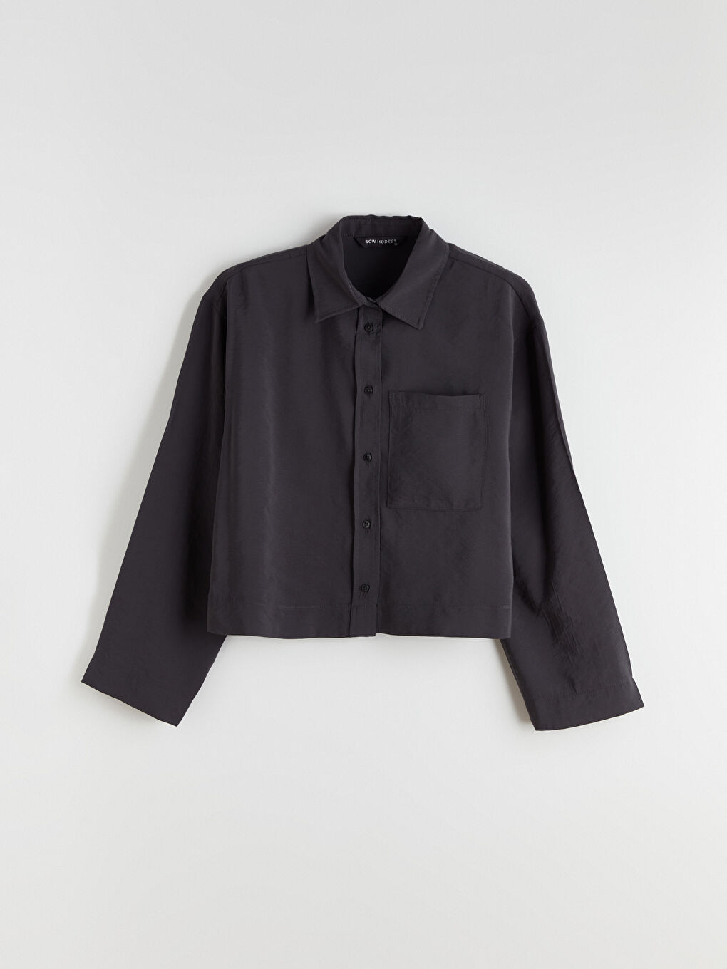 Antrasit Oversize Modal Karışımlı Kadın Gömlek-4