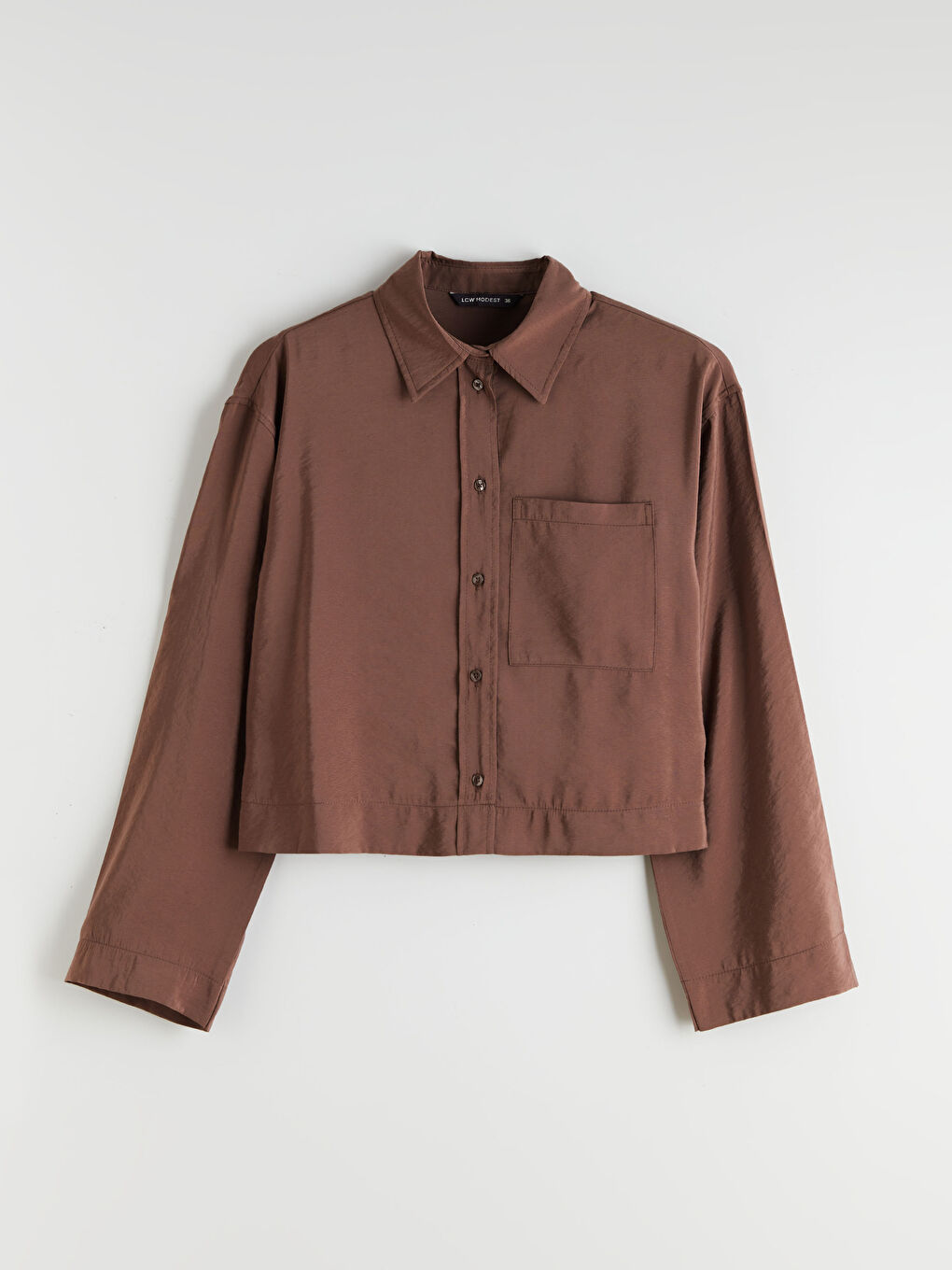 Kahverengi Oversize Modal Karışımlı Kadın Gömlek-4