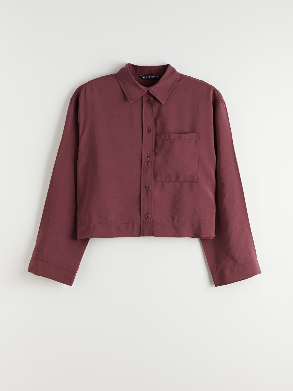 Bordo Oversize Modal Karışımlı Kadın Gömlek-4