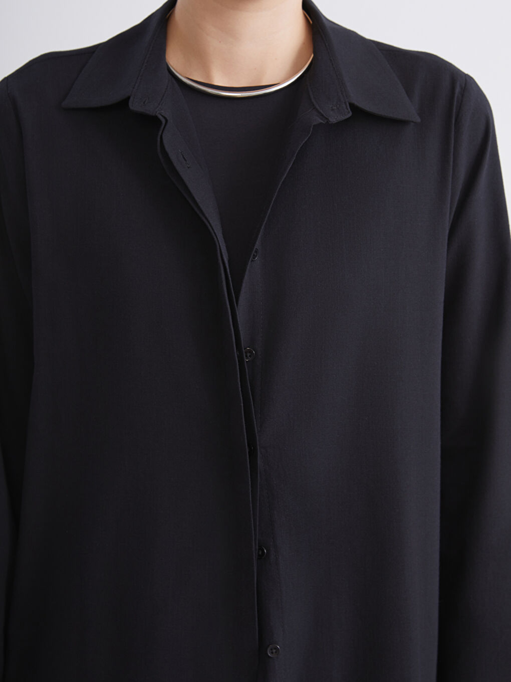 Siyah Loose Fit Kadın Gömlek Tunik-3