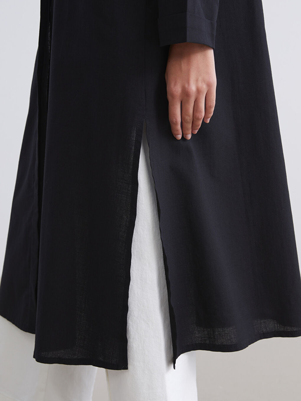 Siyah Loose Fit Kadın Gömlek Tunik-2