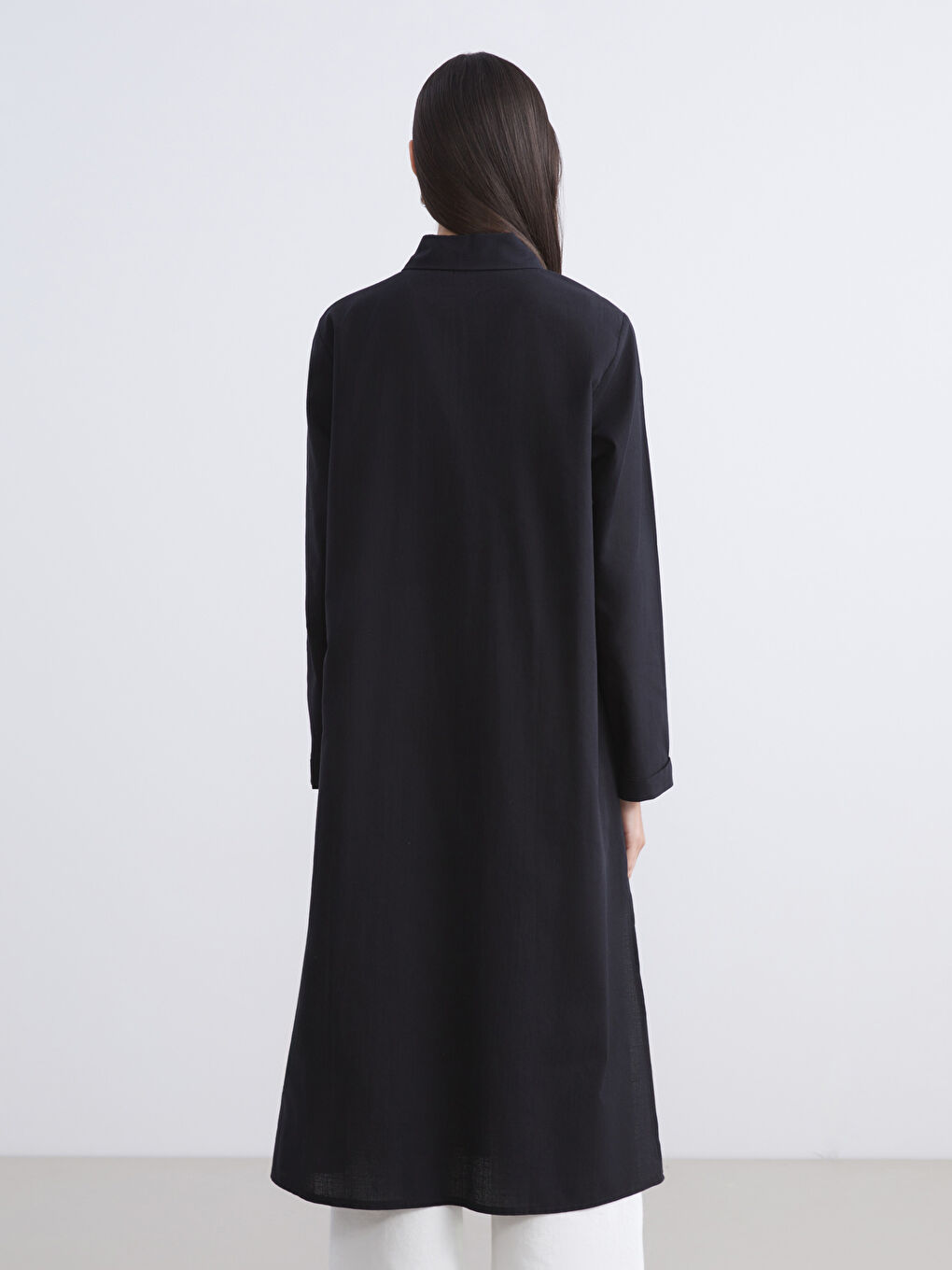 Siyah Loose Fit Kadın Gömlek Tunik-4