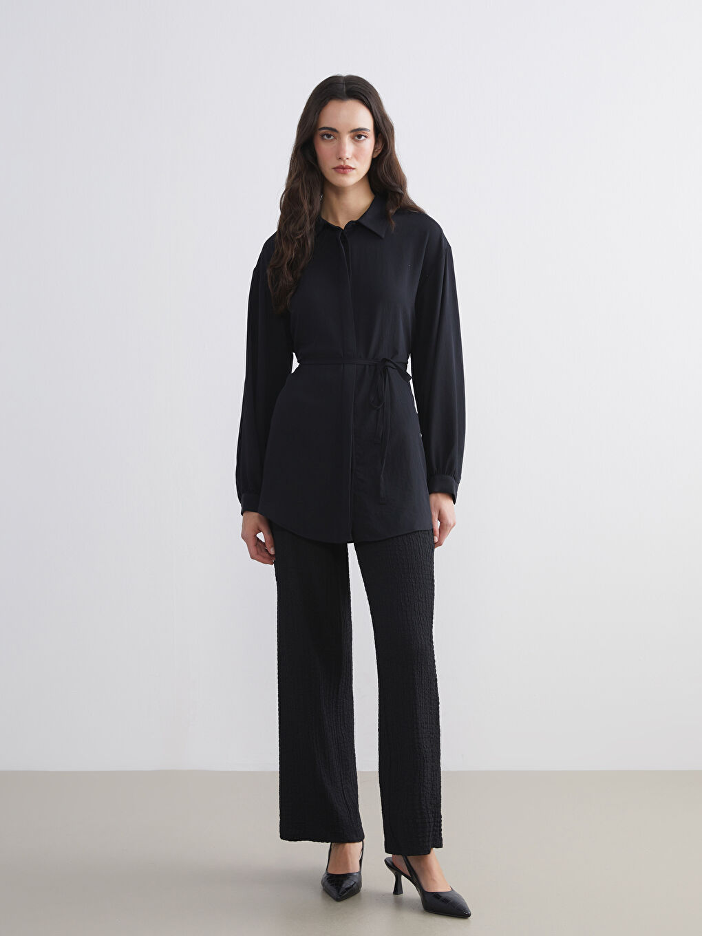 Textured Oversize Women's Shirt Tunic-1