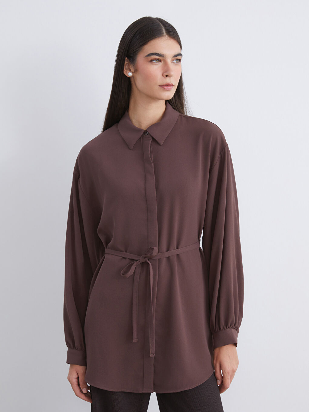 Textured Oversize Women's Shirt Tunic