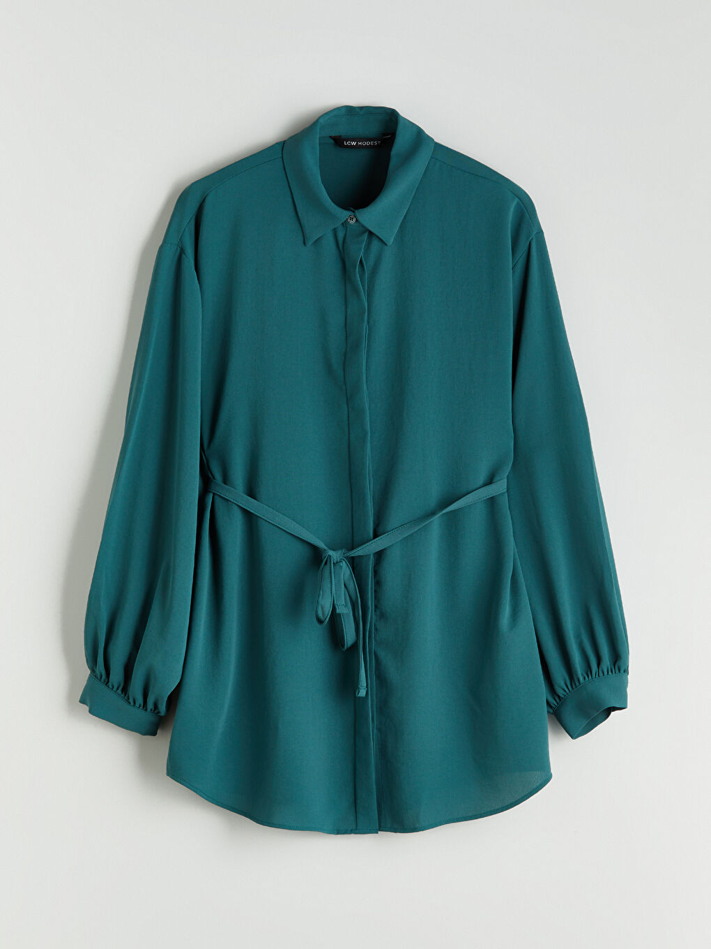 Yeşil Dokulu Oversize Kadın Gömlek Tunik-4