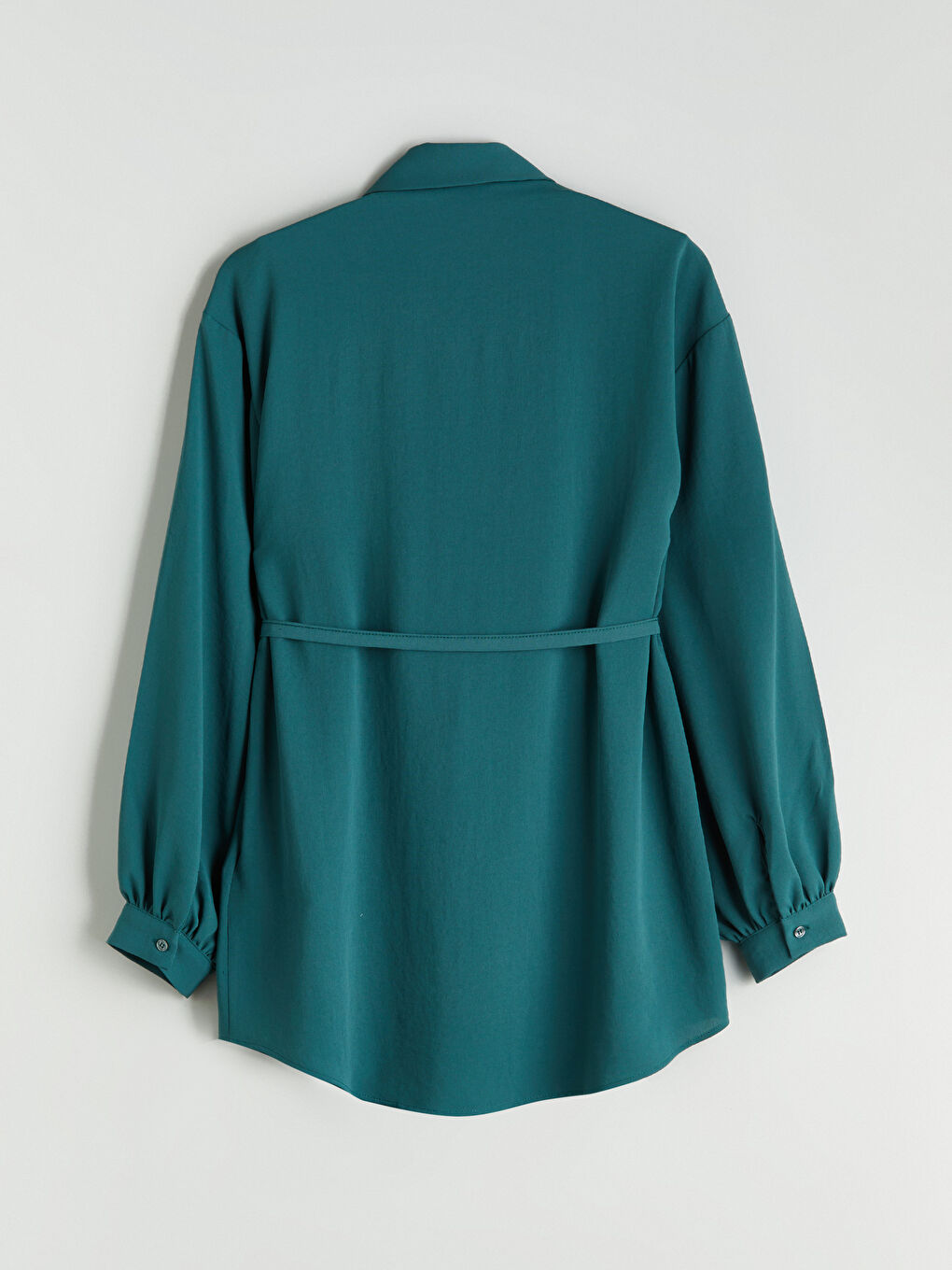 Yeşil Dokulu Oversize Kadın Gömlek Tunik-5