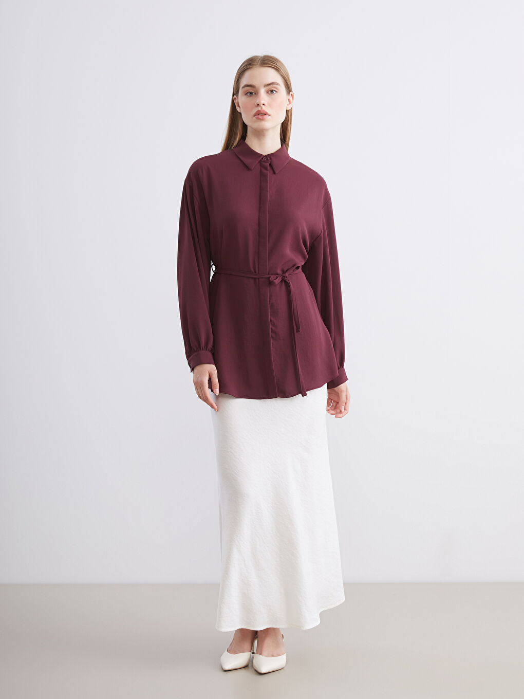Textured Oversize Women's Shirt Tunic-1