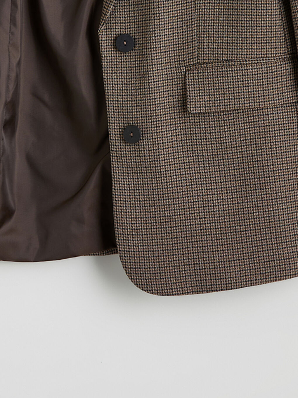 Kahverengi Kazayağı Desenli Kadın Blazer Ceket-6