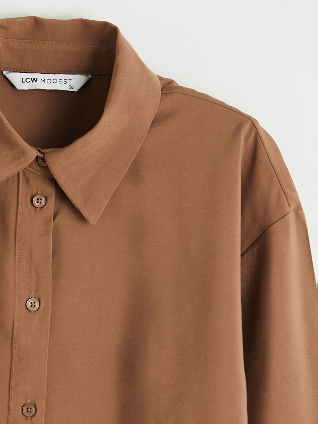 Bej Loose Fit Kadın Gömlek Tunik-5