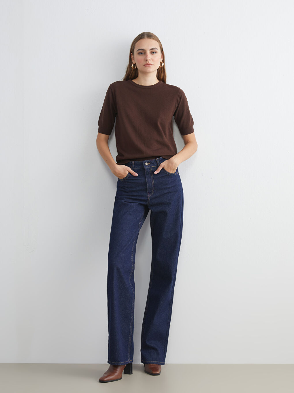 İndigo Straight Fit Kadın Jean Pantolon-1