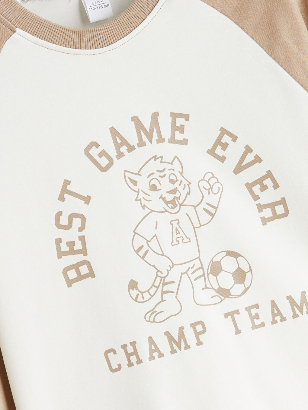 Bej Bisiklet Yaka Erkek Çocuk Tişört ve Eşofman Altı-2