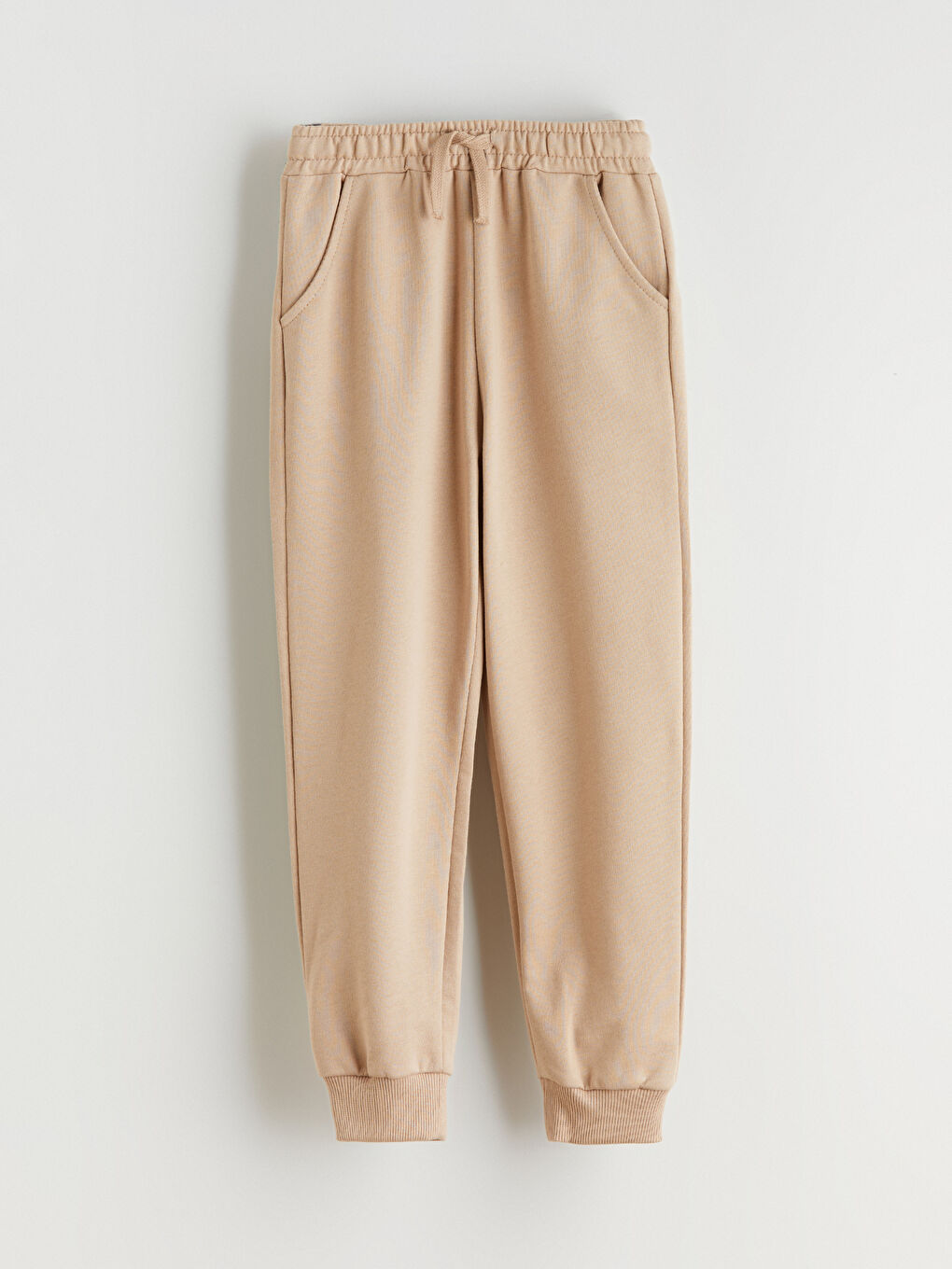 Bej Bisiklet Yaka Erkek Çocuk Tişört ve Eşofman Altı-4