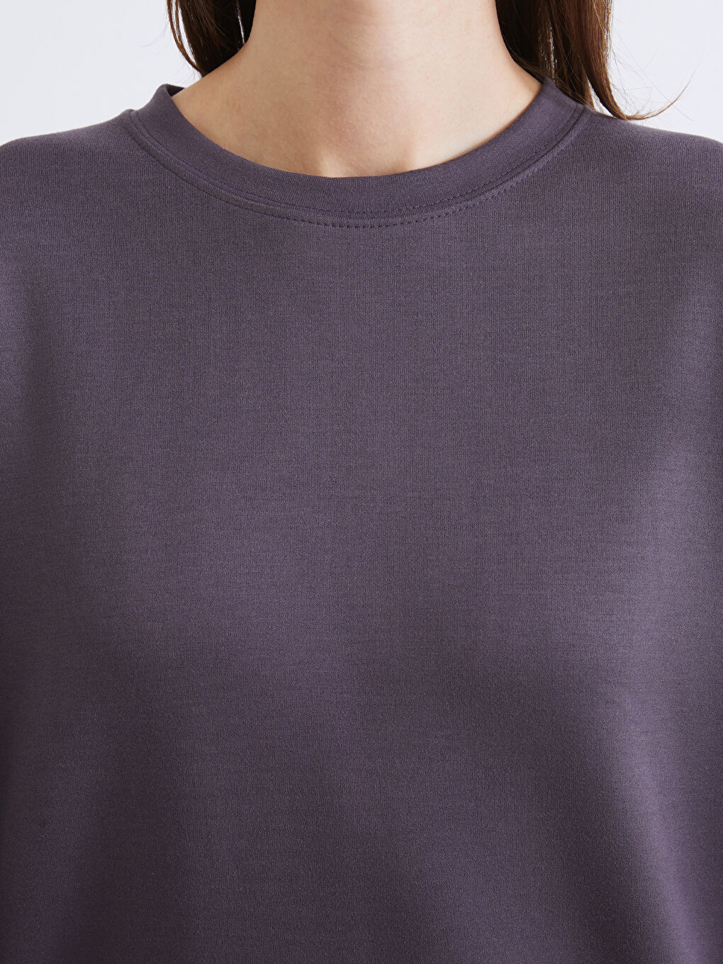 Mor Bisiklet Yaka Kadın Sweatshirt-2