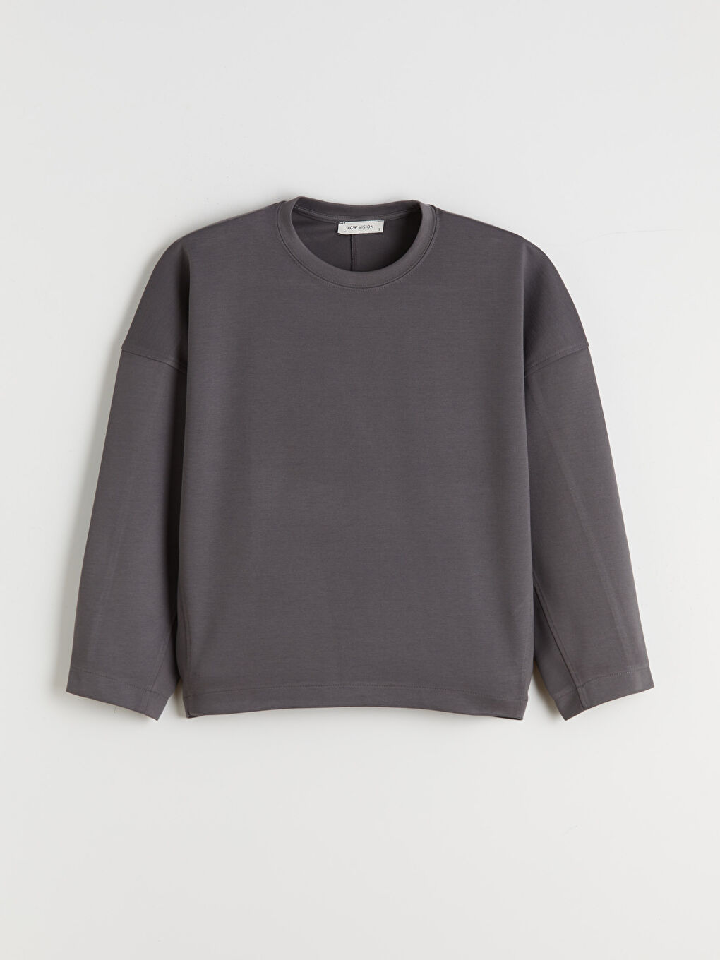 Antrasit Bisiklet Yaka Kadın Sweatshirt-4