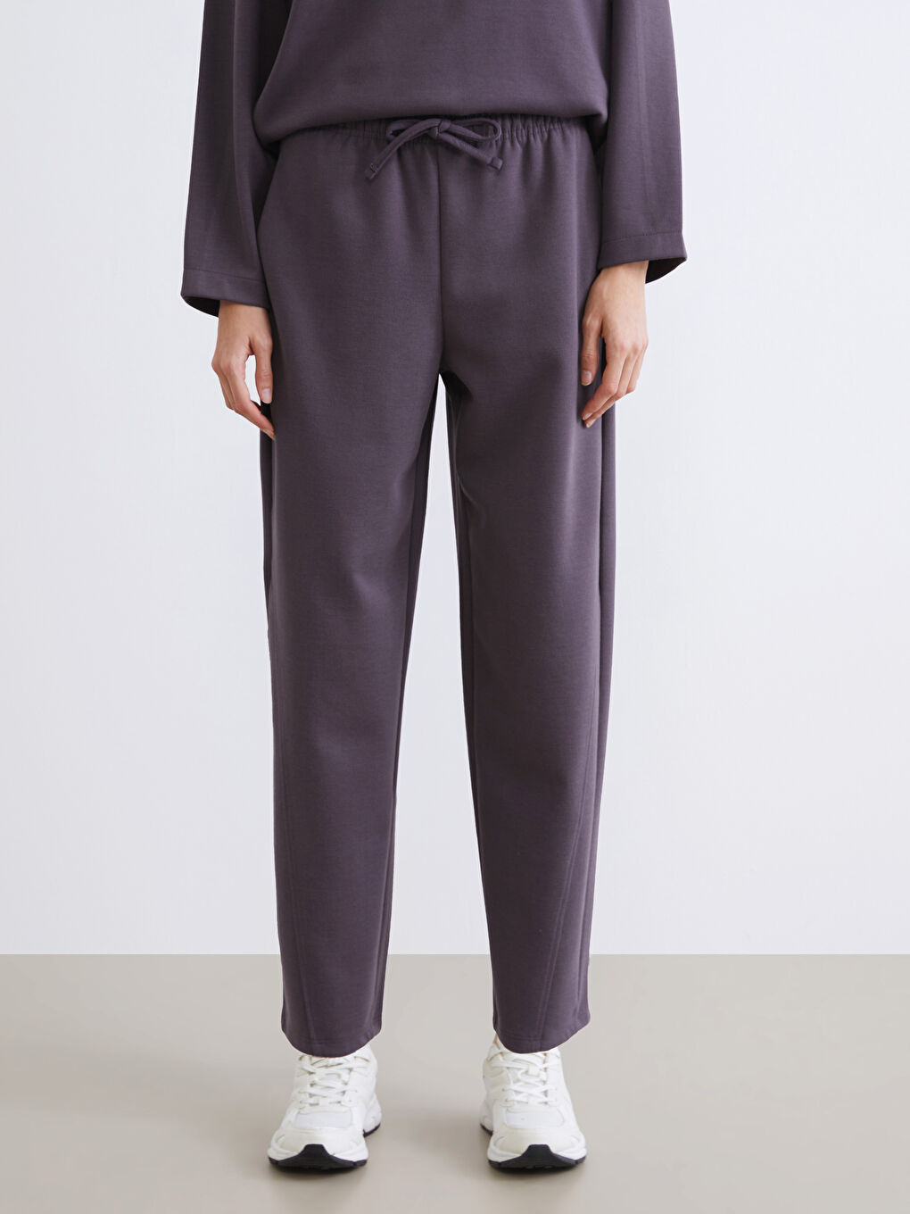 Mor Beli Lastikli Kadın Eşofman Altı-1