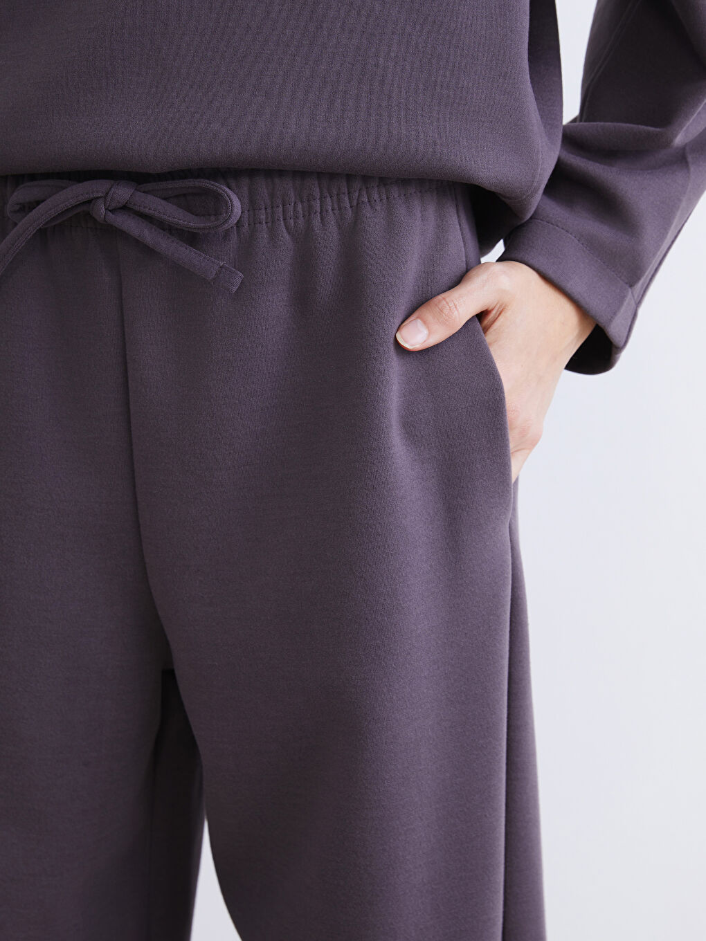 Mor Beli Lastikli Kadın Eşofman Altı-2