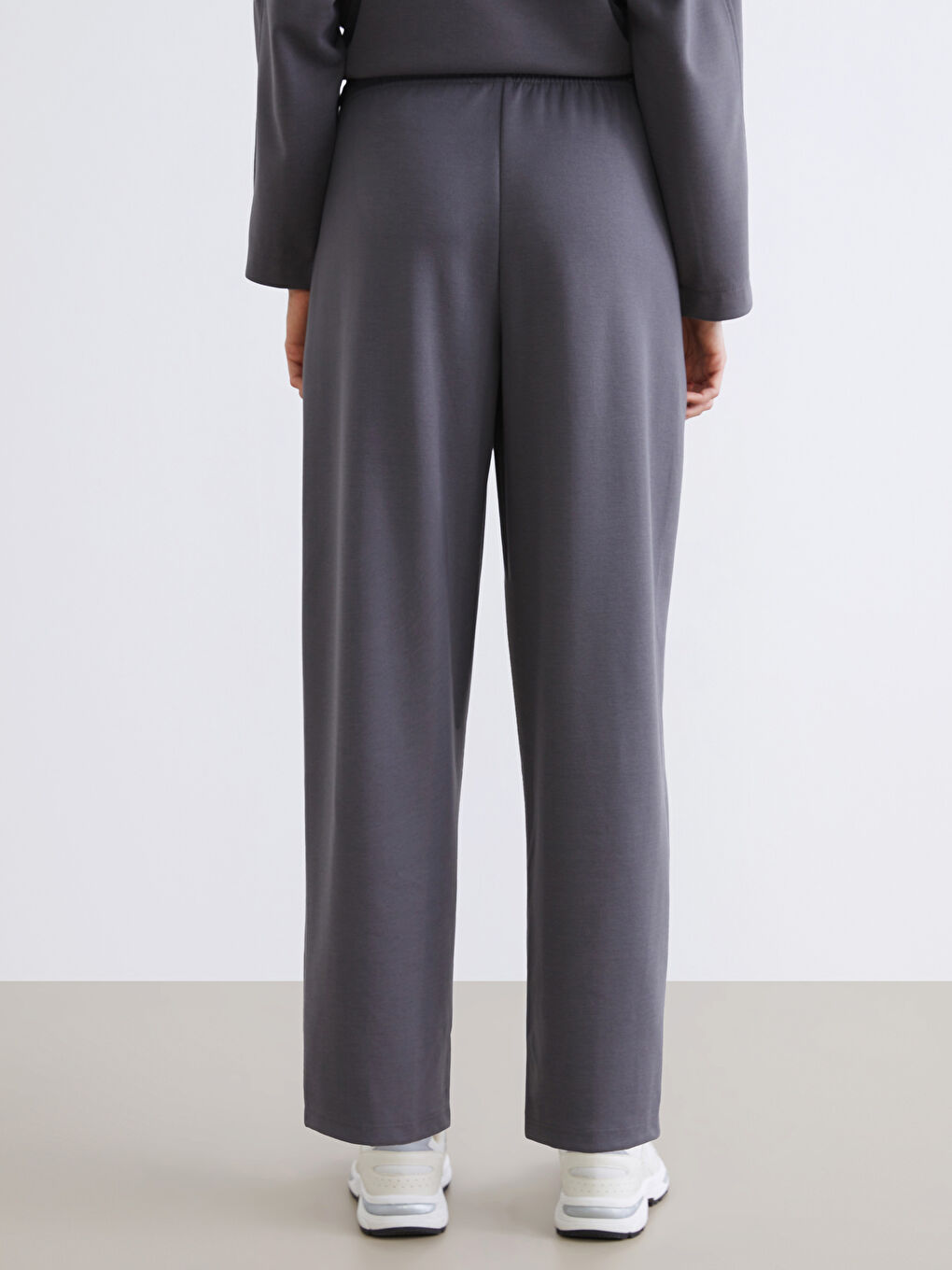 Antrasit Beli Lastikli Kadın Eşofman Altı-3