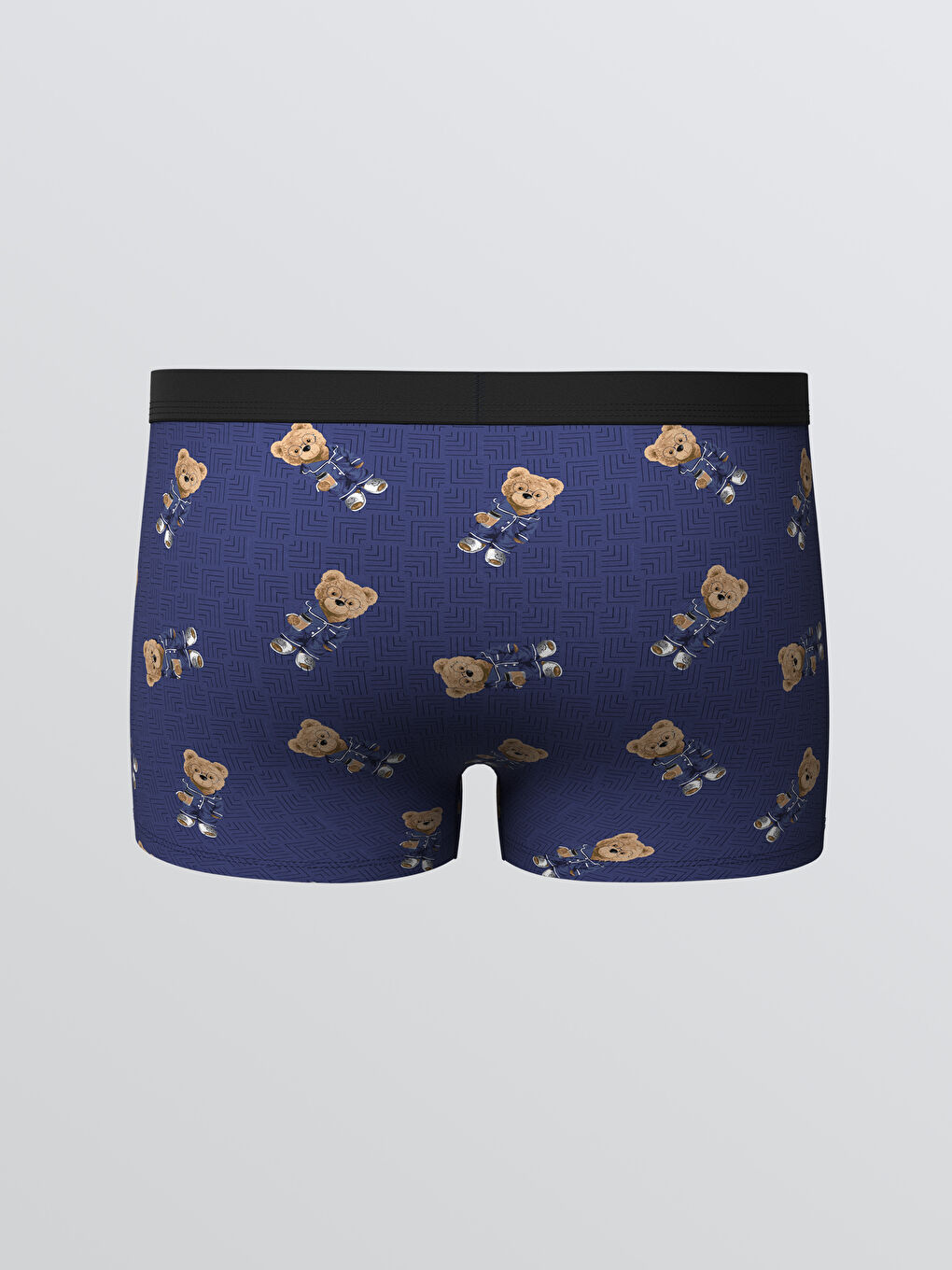 Mavi Standart Kalıp Pamuklu Esnek Ayı Teddy Baskılı Erkek Boxer-4