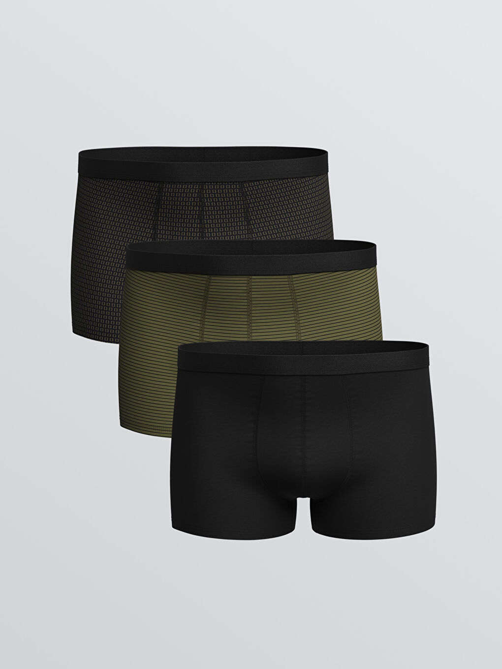 Siyah Standart Kalıp Pamuklu Esnek Erkek Boxer 3'lü