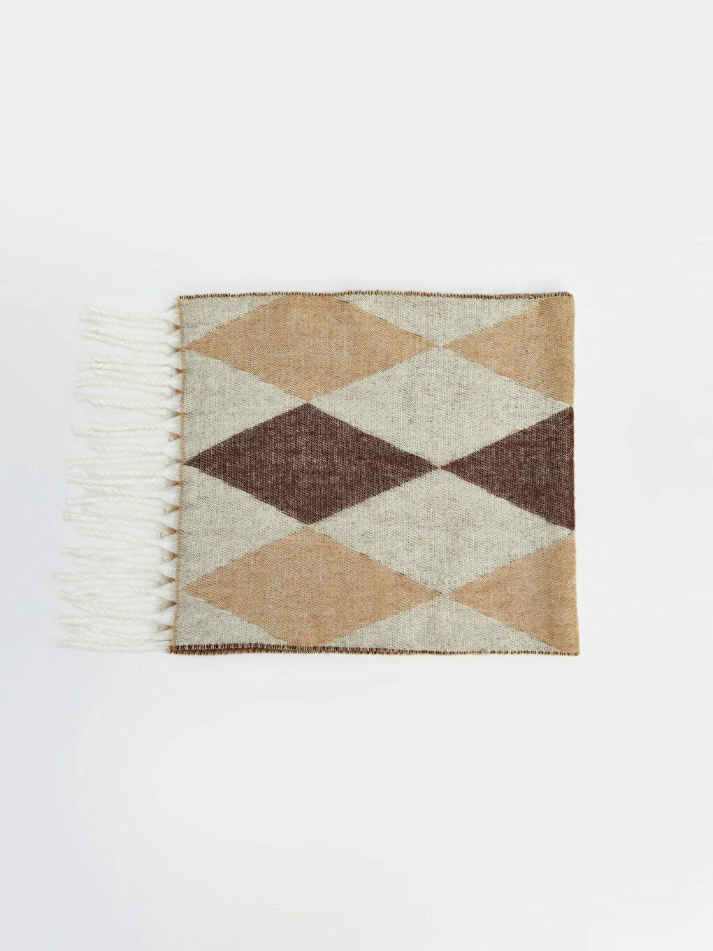 Kahverengi Püsküllü Kadın Atkı-1