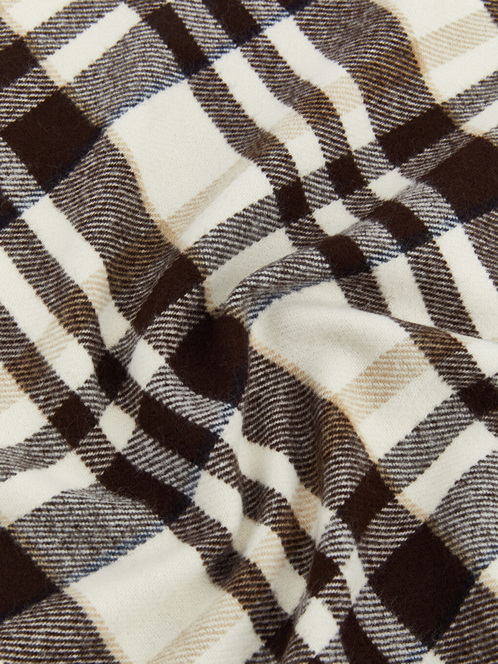 Kahverengi Ekose Desenli Kadın Atkı-2