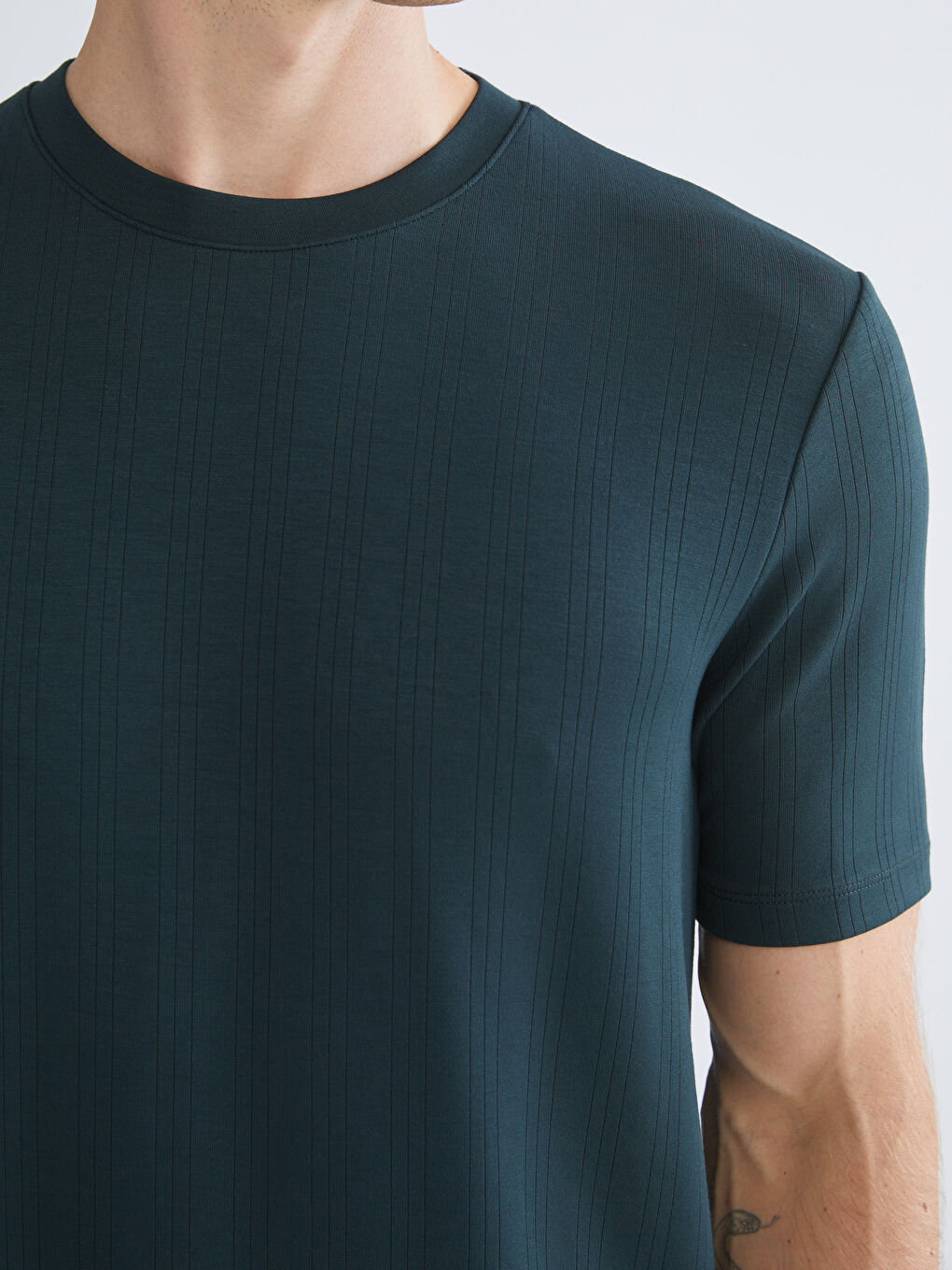 Petrol Bisiklet Yaka Erkek Tişört-2