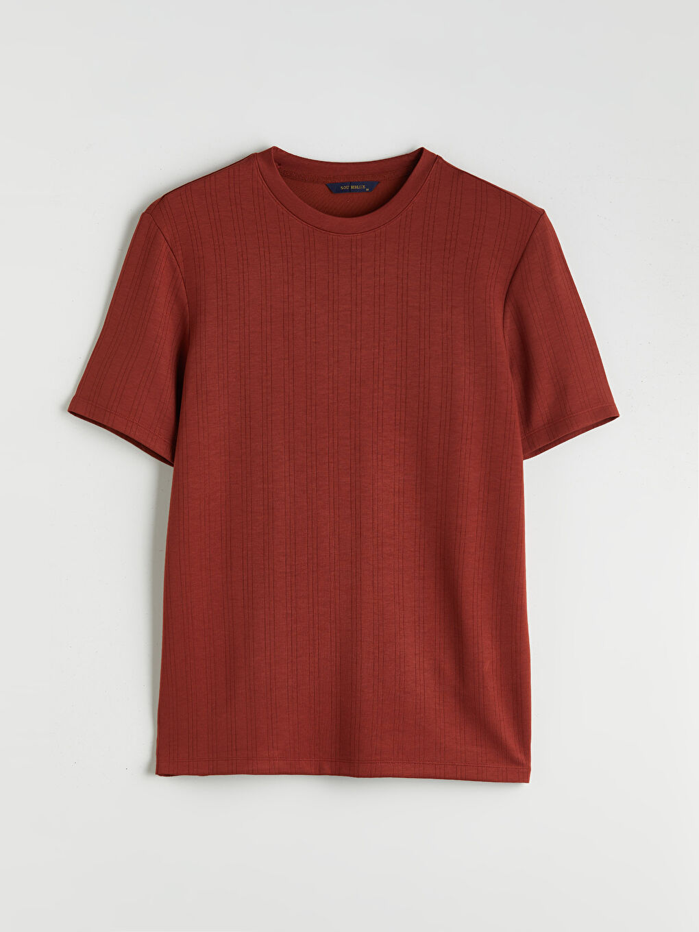 Kahverengi Bisiklet Yaka Erkek Tişört-4