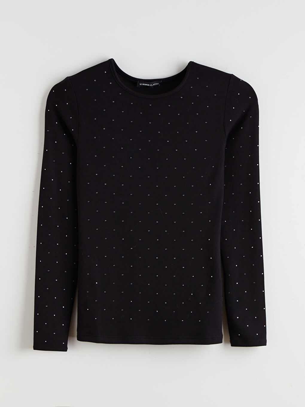 Crew Neck Rhinestone Embellished Women's T-Shirt-4