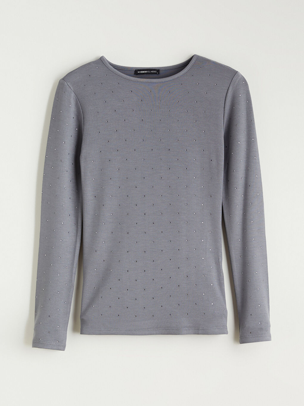 Crew Neck Rhinestone Embellished Women's T-Shirt