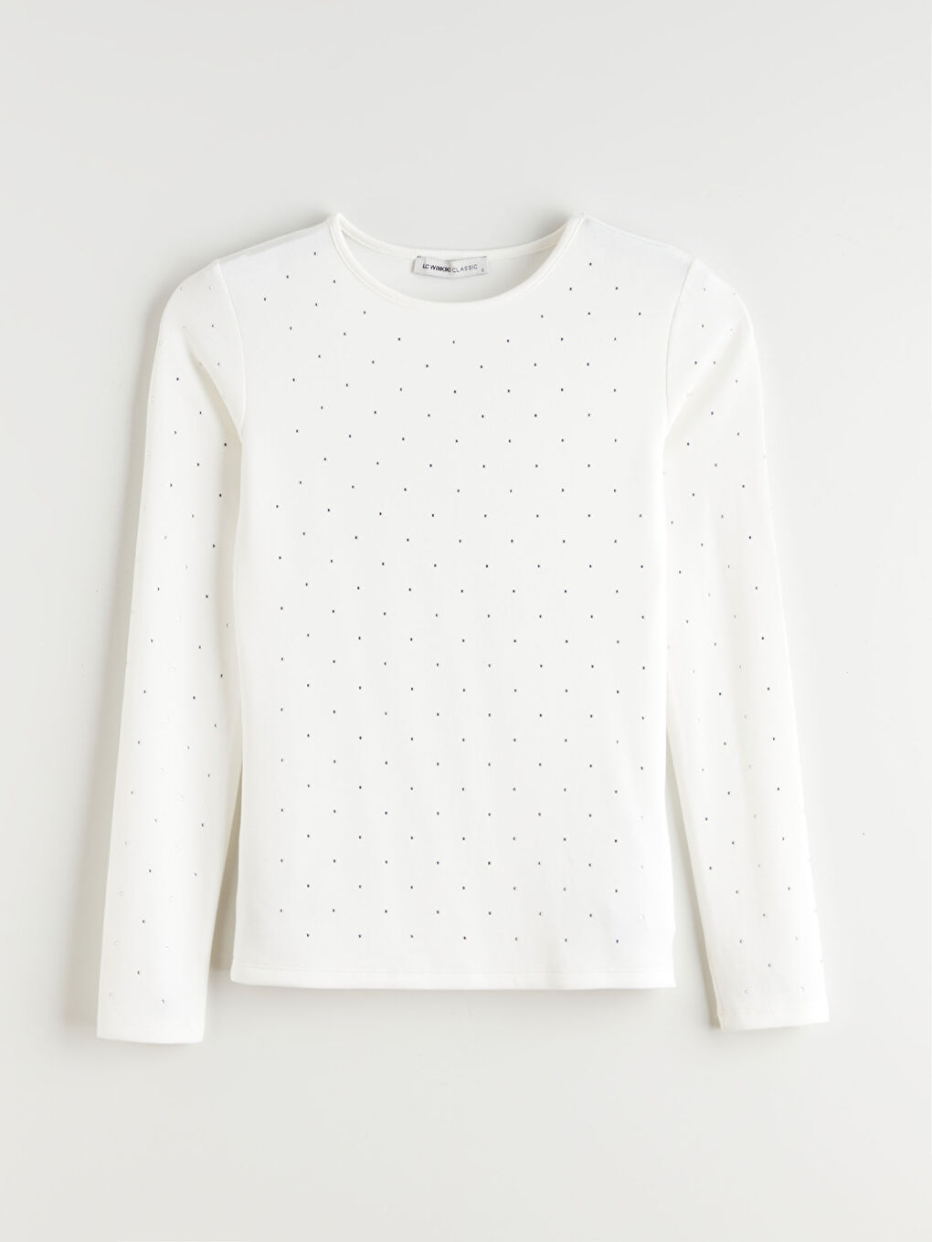 Crew Neck Rhinestone Embellished Women's T-Shirt