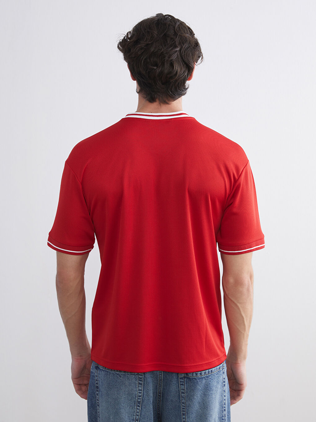 V Neck Printed Jersey Men's T-Shirt-3