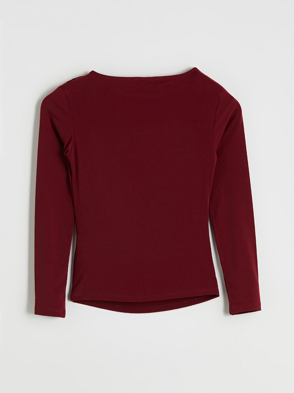 Mürdüm Kayık Yaka Büzgülü Bluz-7